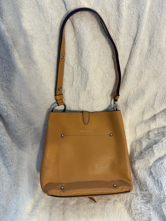 Rebecca Minkoff Handbags - Rebecca Minkoff Tan Leather Shoulder Bag with Black-Trim Strap